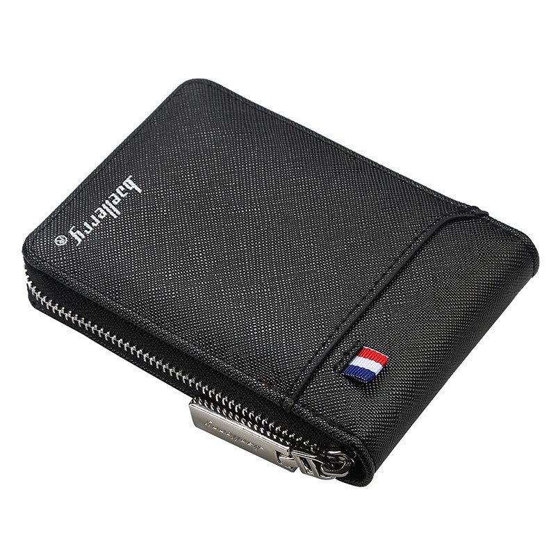 baellerry Men's Short Multi-Function Card Holder with Multiple Slots, Large Capacity Organizer in Black - Image 1