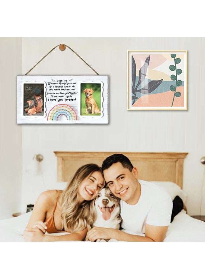 EXQUIDECA Dog Memorial Double Picture Frames 4x6 Inches - Pets Passing Away Sympathy Gift - Bereavement Remembrance Photo Frame with Rainbow Bridge and Quotes - Image 5