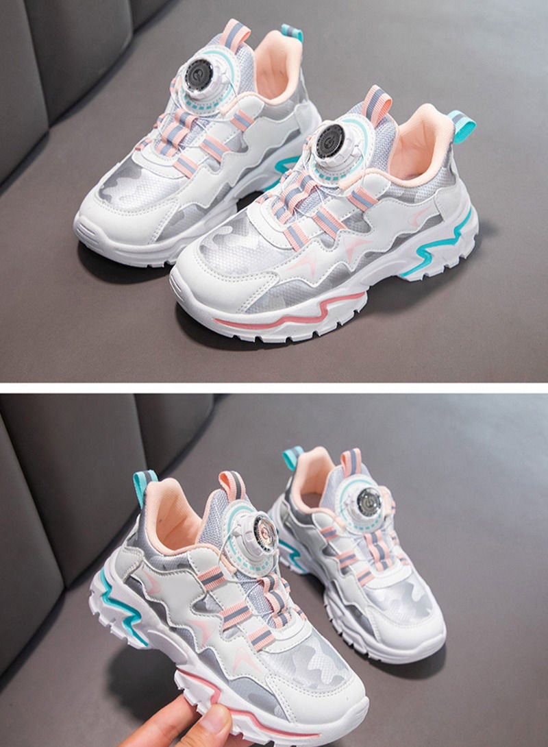 Sharpdo Kids' Fashionable and Breathable Athletic/Casual Shoes with Rotating Button Closure - Image 4