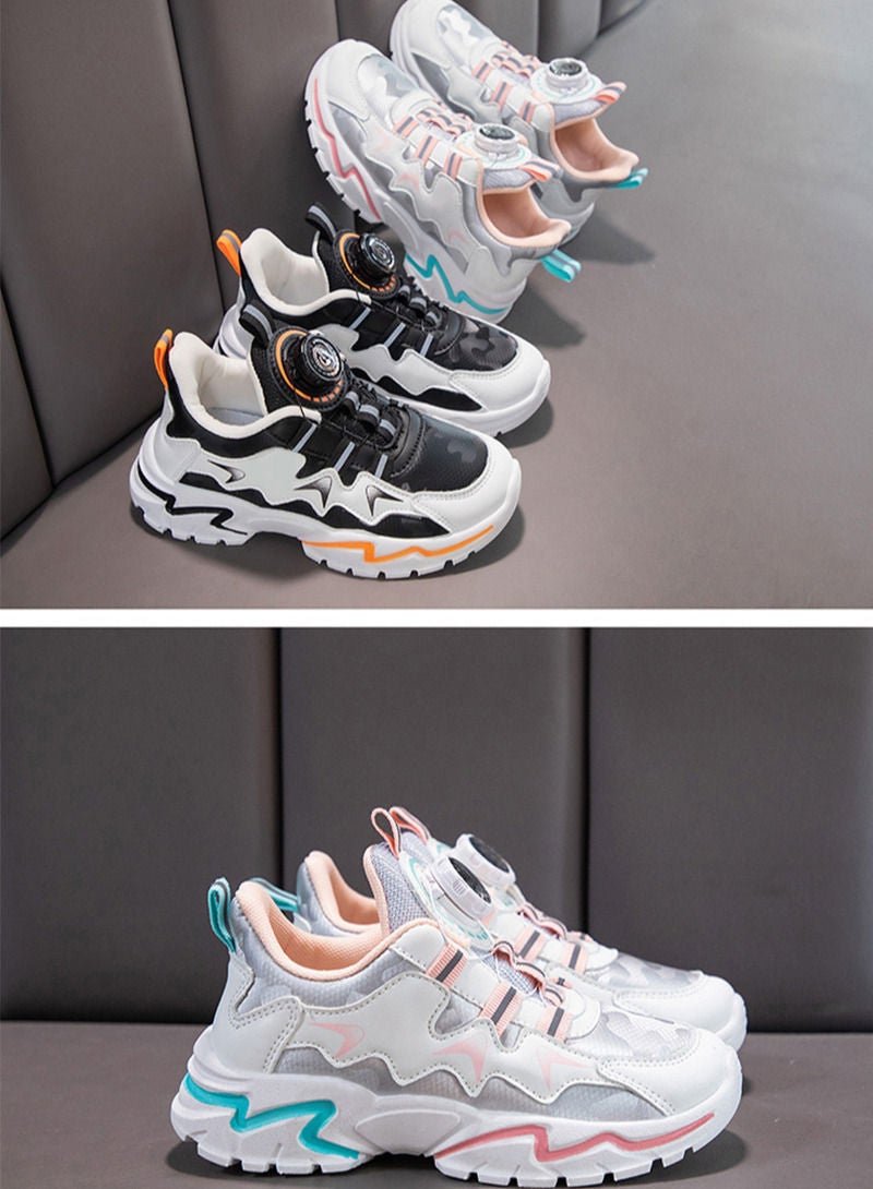 Sharpdo Kids' Fashionable and Breathable Athletic/Casual Shoes with Rotating Button Closure - Image 2