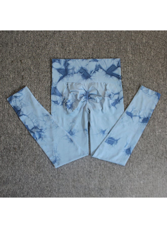 Seamless Smiley Tie-dye Yoga Pants High Waist Peach Hip Tight Pants High Elastic Fitness Pants