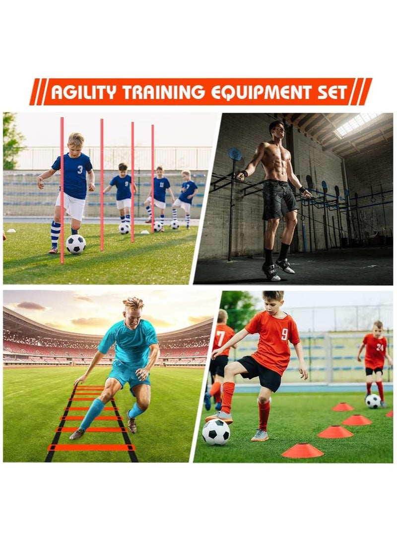 founder Soccer Agility Training Equipment: 6 Soccer Agility Poles, 20ft Agility Ladder, 10 Soccer Cones, 1 Jump Rope. Soccer Training Poles for Speed Training, Agility Training - Image 5