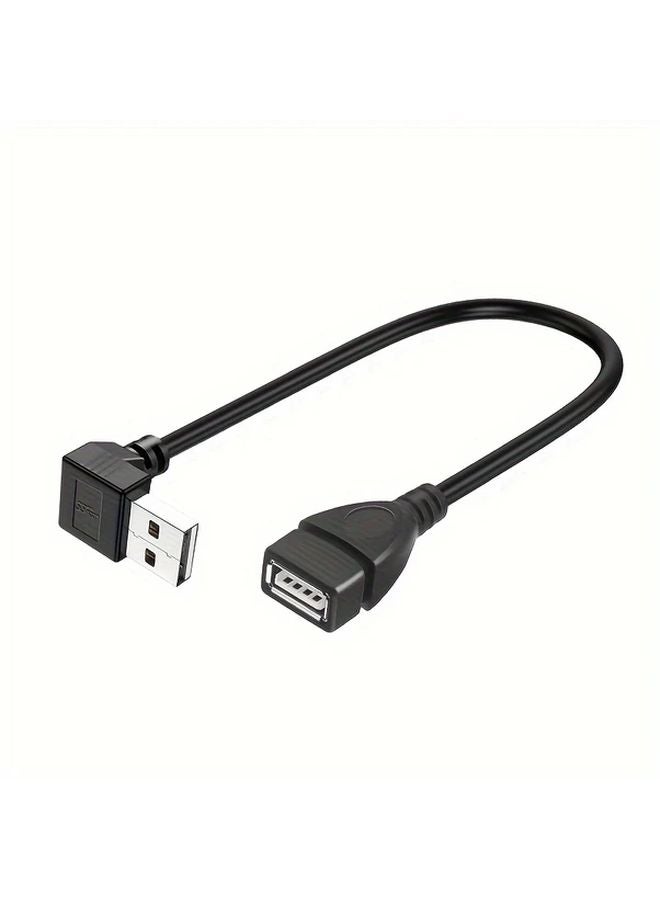 Black USB 20 A Male To Female 90 Degree Left Angle Adapter Cable High Speed Data Transfer - Image 3