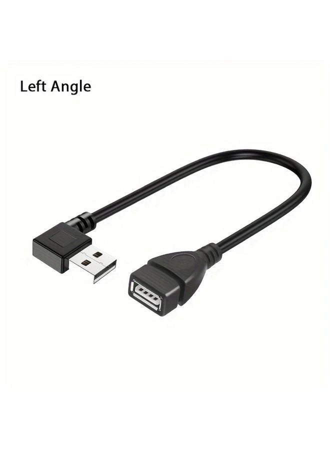 Black USB 20 A Male To Female 90 Degree Left Angle Adapter Cable High Speed Data Transfer - Image 1