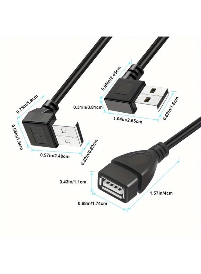Black USB 20 A Male To Female 90 Degree Left Angle Adapter Cable High Speed Data Transfer - Image 2