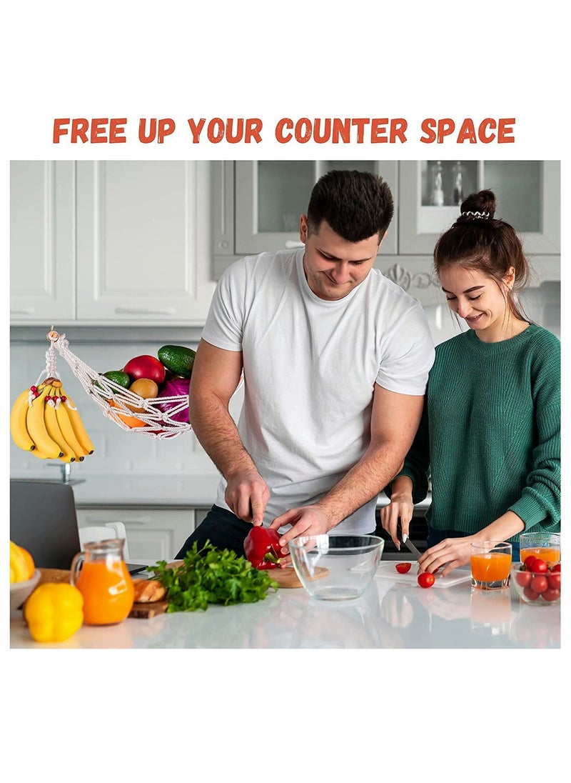 KASTWAVE - Hanging Fruit Hammock Fruit Rack Net Fruit Basket Fruit Storage Space Saving With Hooks Suitable For Kitchen Cabinets - Image 1