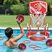 spring flower SpringFlower Pool Basketball Hoop with Backboard Floating Basketball Pool HoopKids Adults Swimming Pool Game with Ring Toss 2 Pcs Balls and Pump Red - Image 2