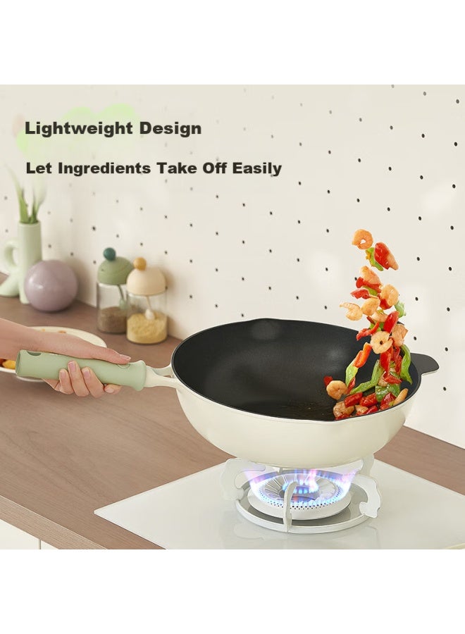 Joyoung Titanium Non-stick Stir Fry Pan Light Weight Non-stick Titanium Pan Stir Fry Pan Flat Bottom Induction Gas Universal 30cm - Image 4