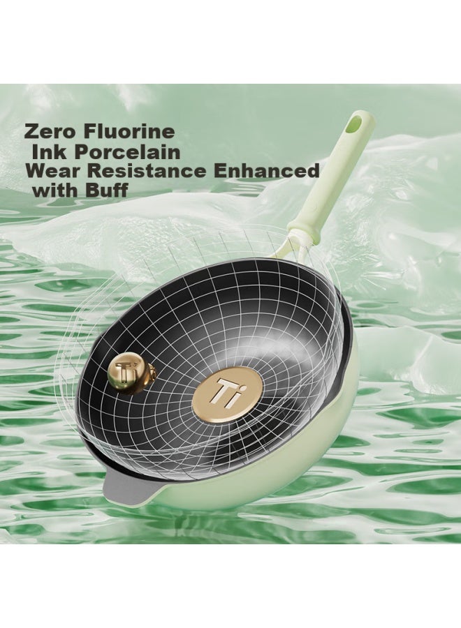 Joyoung Titanium Non-stick Stir Fry Pan Light Weight Non-stick Titanium Pan Stir Fry Pan Flat Bottom Induction Gas Universal 30cm - Image 1