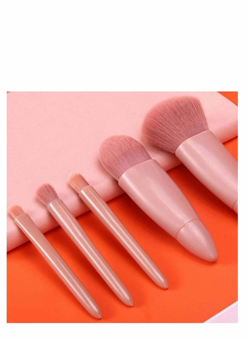 Y&D Makeup Brushes Set, Easy-taken Travel Brush, 5 pcs Mini Complete Function Cosmetic Kit with Mirror for Foundation Blending Face Powder Lip Blush Contour Eyeshadow  - Image 3