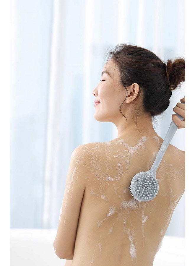 Hari Yoo-Neek- Slicone Bath Body Brush Exfoliator, Back Brush Long Handle For Shower With Soft Bristles, Back Scrubber, (Blue) - Image 2
