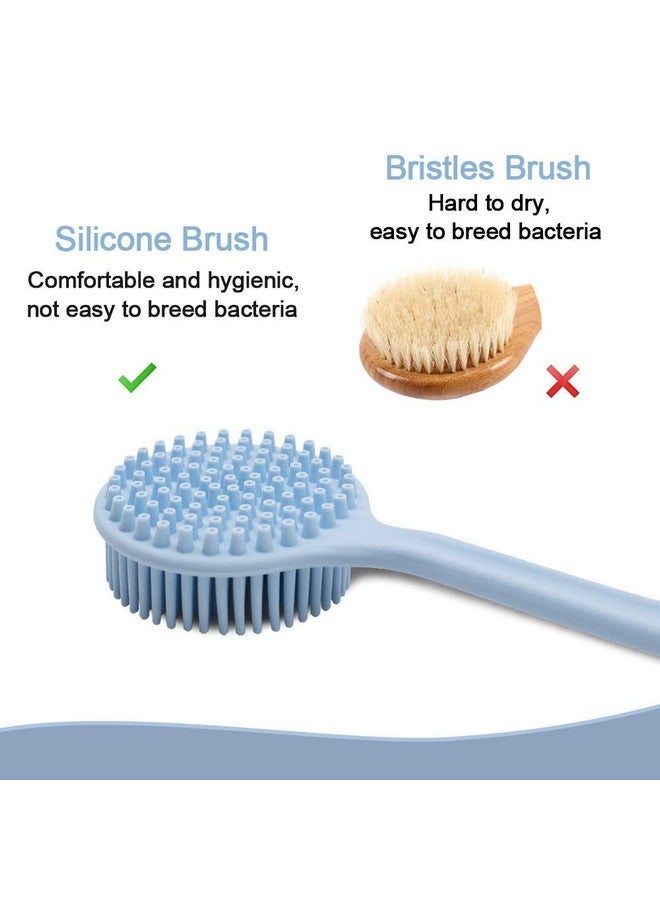 Hari Yoo-Neek- Slicone Bath Body Brush Exfoliator, Back Brush Long Handle For Shower With Soft Bristles, Back Scrubber, (Blue) - Image 5
