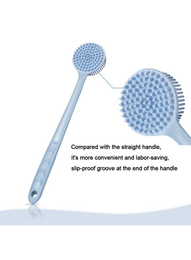 Hari Yoo-Neek- Slicone Bath Body Brush Exfoliator, Back Brush Long Handle For Shower With Soft Bristles, Back Scrubber, (Blue) - Image 3