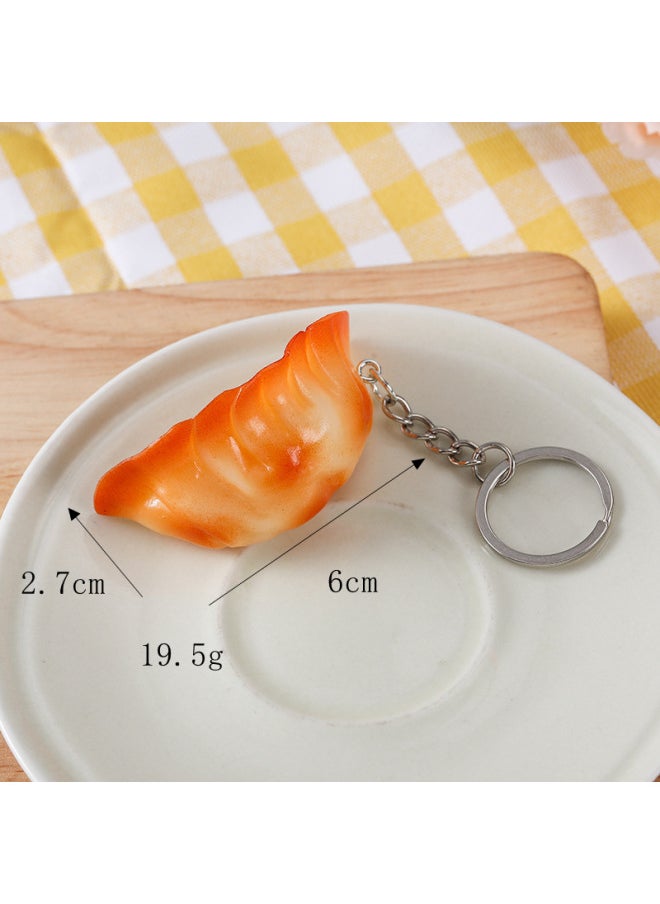 Simulation Fried Dumplings Model Roasted Dumplings Props Simulation Food Keychain Pendant Creative Food Festival Activity Souvenirs-Color:Medium Dumplings-Whole Baked (Key Ring)  - Image 1
