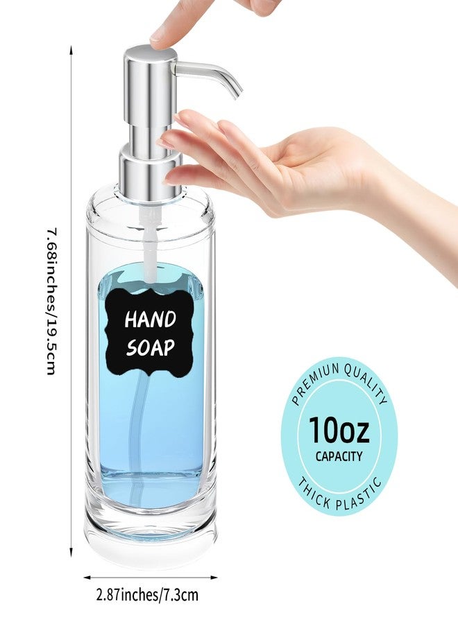 APLOP Soap Dispenser Set of 2, Clear Plastic Hand Soap and Dish Soap Dispenser for Kitchen and Bathroom, 10oz Refillable Containers with Waterproof Labels & Rust Proof ABS Pumps - Image 3
