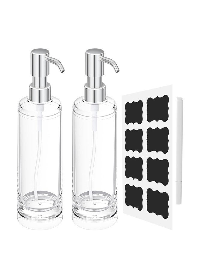 APLOP Soap Dispenser Set of 2, Clear Plastic Hand Soap and Dish Soap Dispenser for Kitchen and Bathroom, 10oz Refillable Containers with Waterproof Labels & Rust Proof ABS Pumps - Image 1