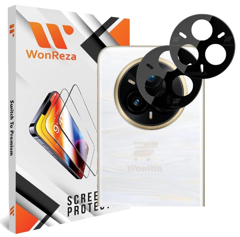 WonReza ® حزمة 2 - واقي زجاج الكاميرا الخلفية لهاتف Realme 14 Pro | Realme 14 Pro+ Plus 5G [3D فائق الجودة] واقي عدسة الكاميرا (أسود) - Image 1