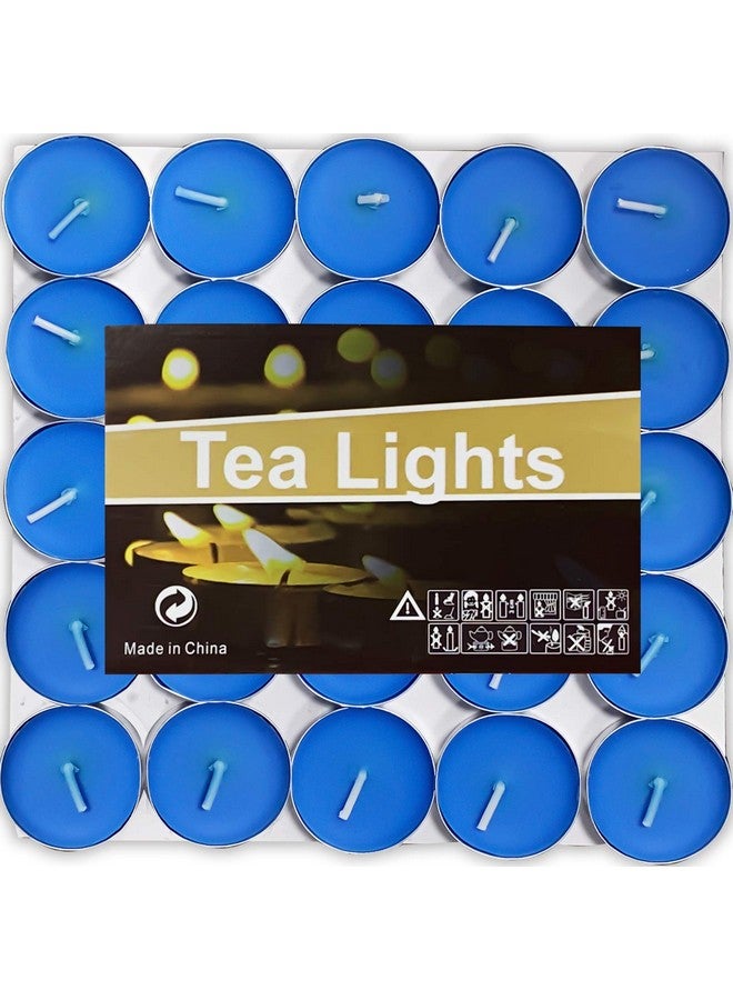 OUO Tea Lights Candles, 50 Pack Smokeless Candles,Small Candles, Dripless & Long Lasting Mini Tealight Candles for Mood, Dinners, Parities, Home, Decoration, Wedding, Crafts(Blue) - Image 1