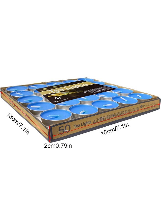 OUO Tea Lights Candles, 50 Pack Smokeless Candles,Small Candles, Dripless & Long Lasting Mini Tealight Candles for Mood, Dinners, Parities, Home, Decoration, Wedding, Crafts(Blue) - Image 5