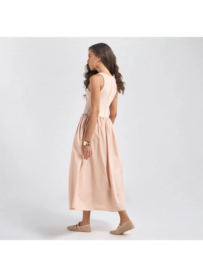 Splash FAV Sleeveless A-line Dress with Scoop Neck