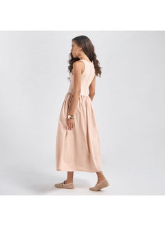 فاف فستان إيه لاين سادة دون أكمام بياقة عميقة  - Image 4