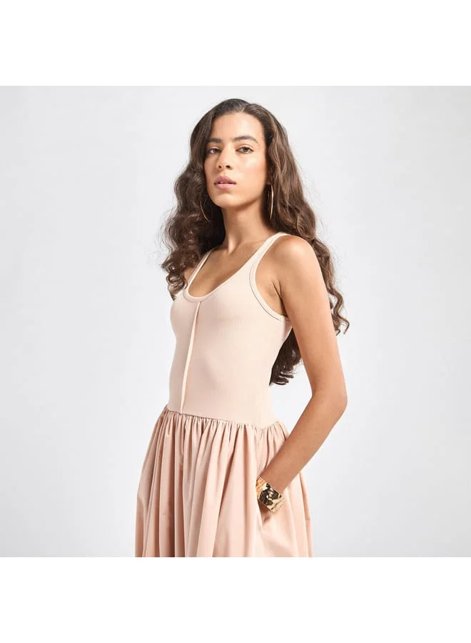 Splash FAV Sleeveless A-line Dress with Scoop Neck