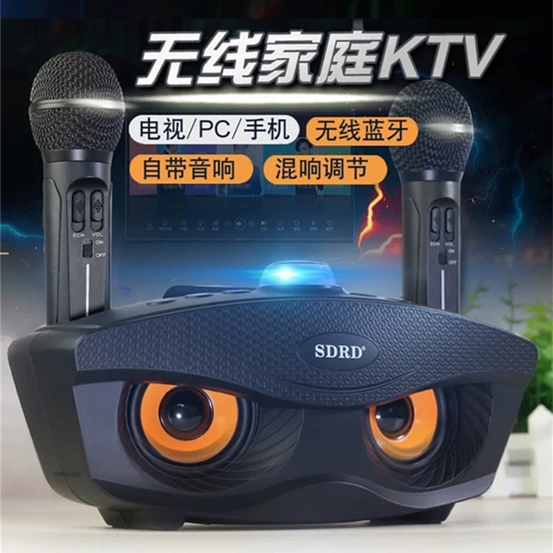 Sd306 Family Ktv Audio Karaoke Mobile Phone Tv Song Training Machine Integrated Dual Microphone Owl Speaker - Image 2