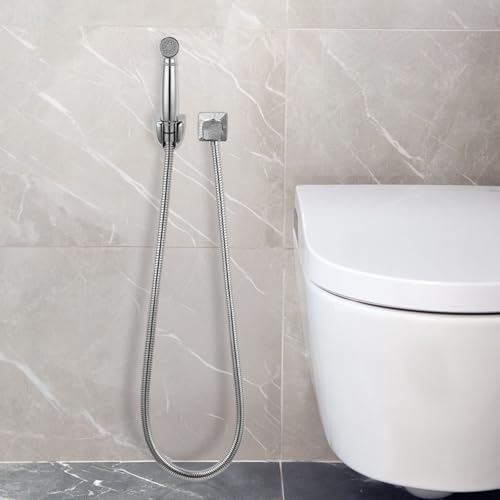 Somany Bathware Somany Health Faucet ABS Round with 1 Meter Flexible Tube | Premium Chrome Finish, High-Pressure Tested, Durable ABS Body & SS Braided Hose - Image 2