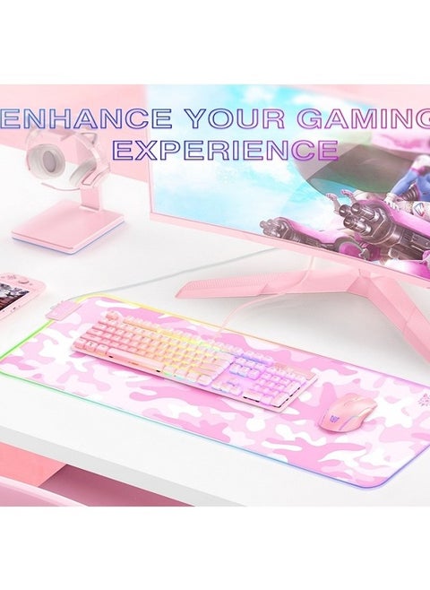 Onikuma MP005 Gaming Keyboard with Mouse Pad with RGB light Pink