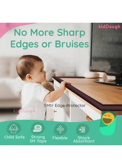 KidDough Baby Proofing Extra Thick Edge Protector For Kids, Furniture Edge And Corner Guard - 5 Meters Edge Guard, Rubber Edge For Kids Safety, Corner Protector For Sharp Edges, Baby Safety Products  - Image 3