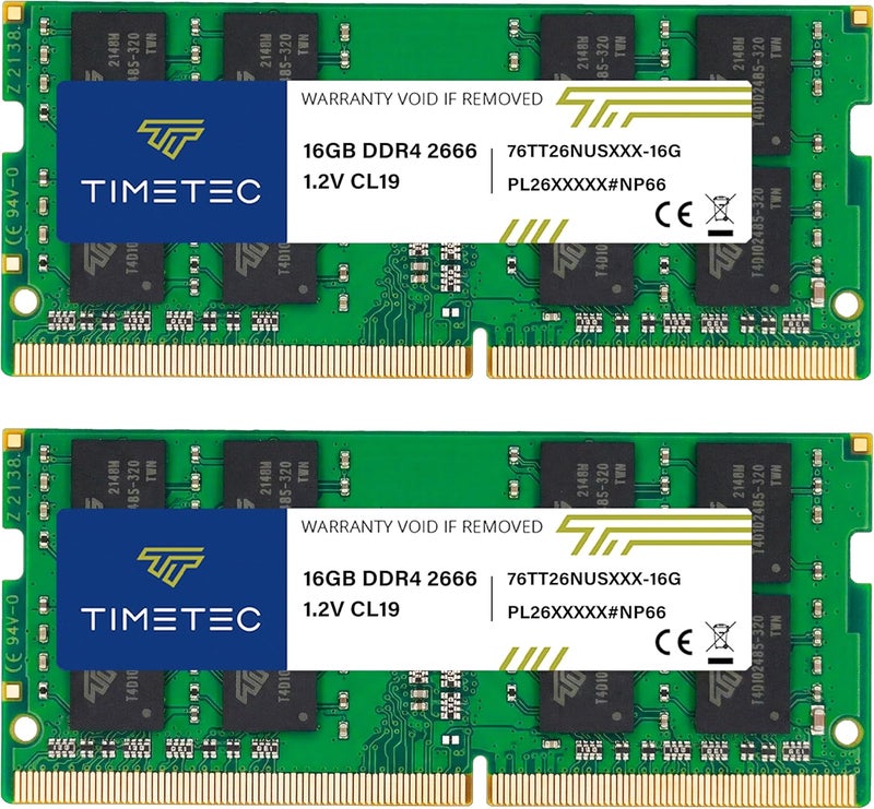 تايم تيك مجموعة Elite 32 جيجابايت (2×16 جيجابايت) DDR4 2666MHz (PC4-2666V) PC4-21300 SODIMM - غير ECC غير مخزنة، 260 دبوس، 1.2V، CL19، وحدة ذاكرة لأجهزة الكمبيوتر المحمولة وأجهزة الكمبيوتر الصغيرة وأجهزة الكل في واحد - Image 1