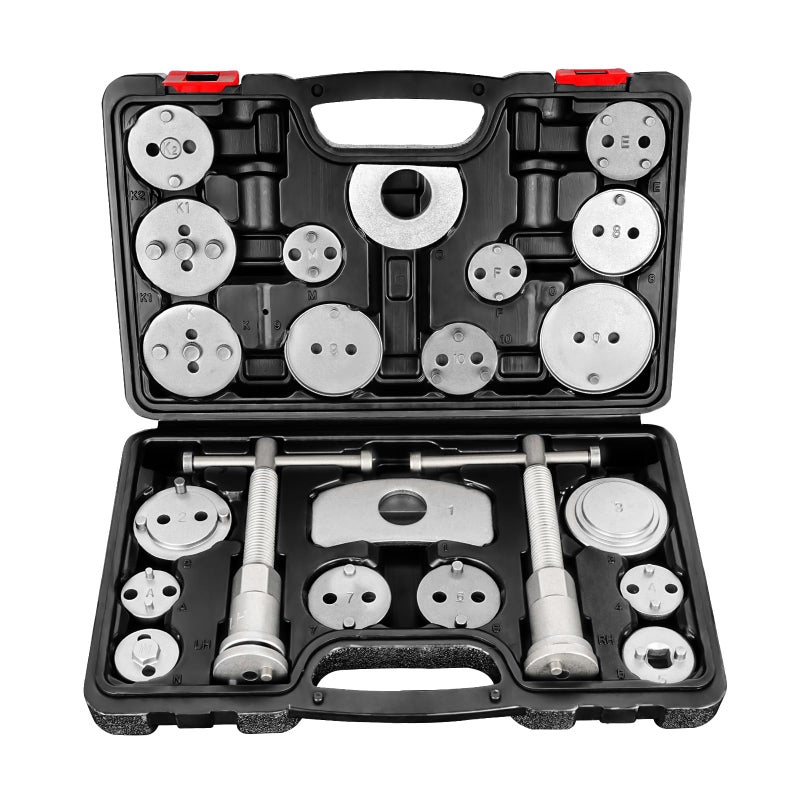 BILITOOLS Brake Caliper Compression Tool 22Piece Heavy Duty Disc Brake Caliper Piston Rewind Wind Back Tool with 18 Adapters