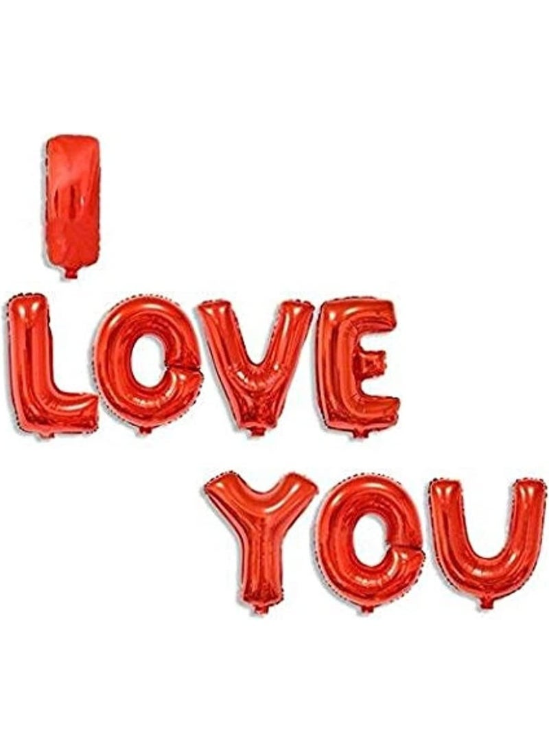 Scrolls I Love You Balloon Banner, 16 Inch Foil Letter Valentineâ€™s Day Balloon Sign for Birthday Party Motherâ€™s day Fatherâ€™s day Marriage Proposal Wedding Anniversary Party Decorations & Supplies (Red) - Image 1