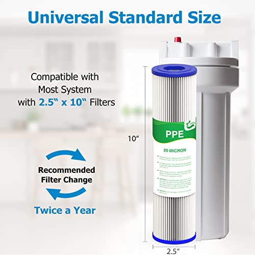 VEGEBE 20 Micron Water Filter 10" x 2.5", 10-inch Whole House Sediment Pre-Filters for Well & Tap water, Replacement Cartridge for FXWPC, EQ-PFC35, ECP5-10, S1, 3WH-STDPL-F02, SPC-25-1005, 6-Pack - Image 3