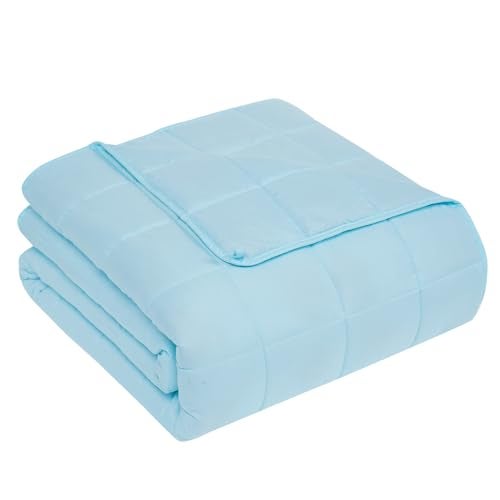 CuteKing Weighted Blanket for Adults: Weighted Blanket with Premium Glass Beads - Breathable Heavy Blanket for Comfort Sleep - Thick Blanket for Adult All Season (12lbs, 48"x72", Light Blue) - Image 1