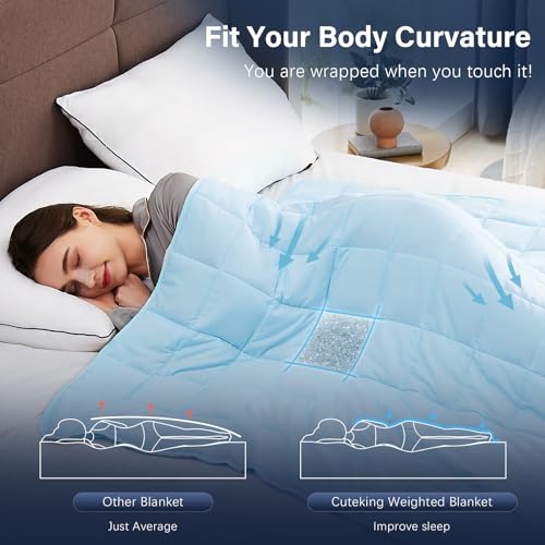 CuteKing Weighted Blanket for Adults: Weighted Blanket with Premium Glass Beads - Breathable Heavy Blanket for Comfort Sleep - Thick Blanket for Adult All Season (12lbs, 48"x72", Light Blue) - Image 5
