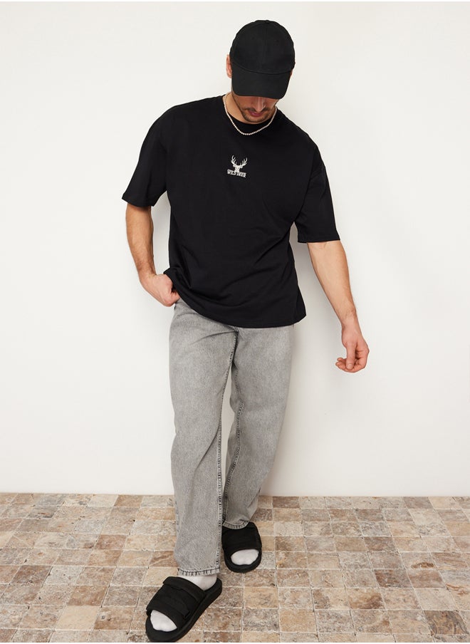 Black Oversize/Wide Cut Deer Embroidered 100% T-Shirt TMNSS24TS00055 - pzsku/ZF4A1B6F0C53EAC460017Z/45/_/1739718356/c301ae6b-1390-4c85-b2fd-c0ec3e0fae73