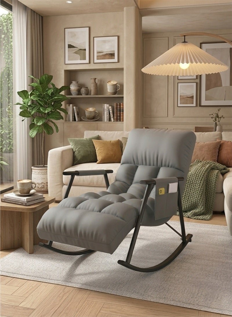 WALALLA Nursery Rocking Chair Lounge Chair, Modern Adjustable Lounger Sofa,Can Lie or Sleep Lazy Chair,Single Rocker Chair,for Apartment/Living Room/Bedroom/Balcony - Image 1