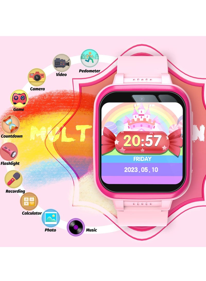 إيفرين ساعة ذكية للأطفال للبنات، هدايا للفتيات من سن 6 إلى 10 سنوات، ساعة ذكية بشاشة تعمل باللمس مزودة بكاميرا مزدوجة للأطفال مع مشغل موسيقى، ألعاب تعليمية للأطفال الصغار، هدية عيد ميلاد للفتيات من سن 6+ سنوات - Image 3