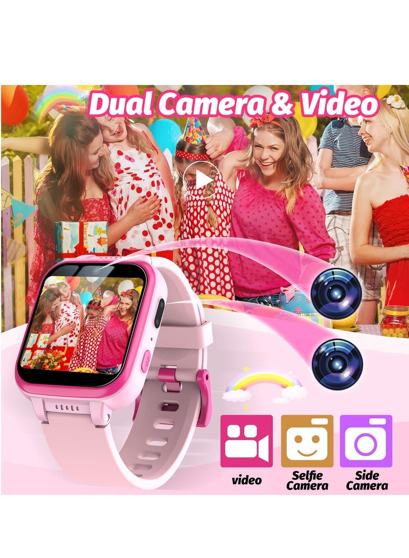 إيفرين ساعة ذكية للأطفال للبنات، هدايا للفتيات من سن 6 إلى 10 سنوات، ساعة ذكية بشاشة تعمل باللمس مزودة بكاميرا مزدوجة للأطفال مع مشغل موسيقى، ألعاب تعليمية للأطفال الصغار، هدية عيد ميلاد للفتيات من سن 6+ سنوات - Image 4