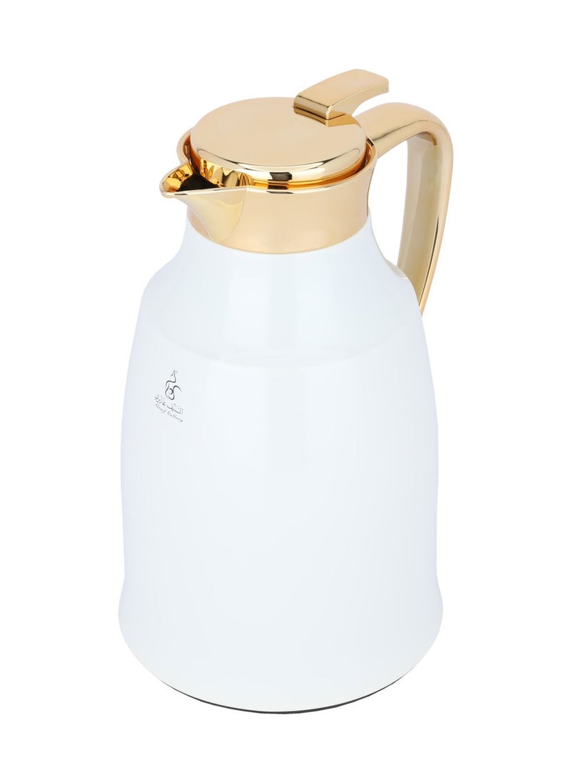 Alsaif Gallery - Thermos White Pearl With Gold 1 Liter - Image 1