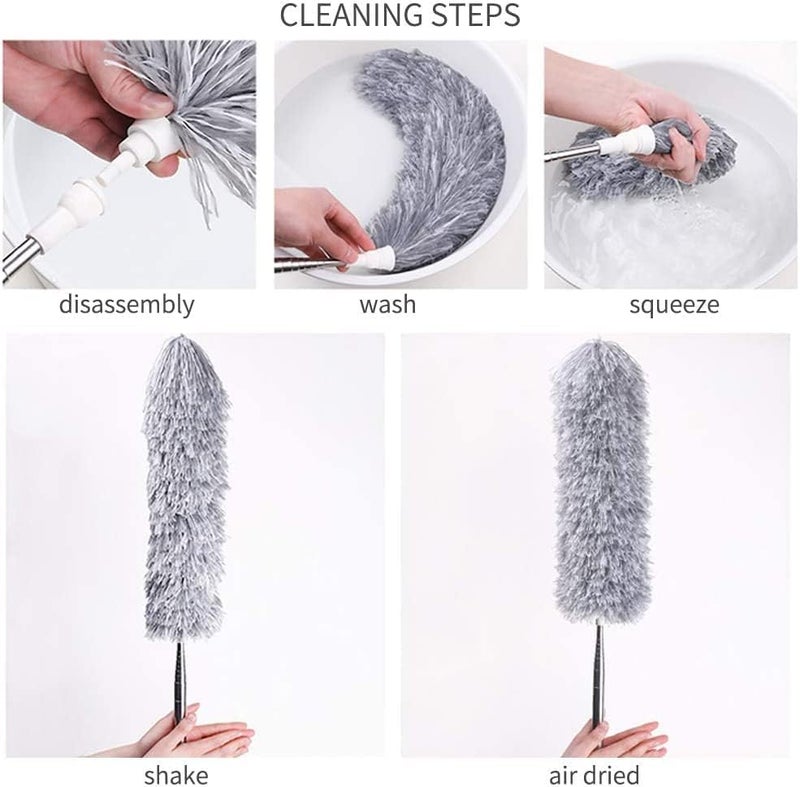 SNEHIDA SNEHIDA 100 Inch Microfiber Mop Wall Cleaning Mop Dusters for Cleaning Mop Fan Cleaning Mop with Long Rod Folding Mop Microfiber Feather Duster Duster for High Ceilings Furniture Corner  - Image 3