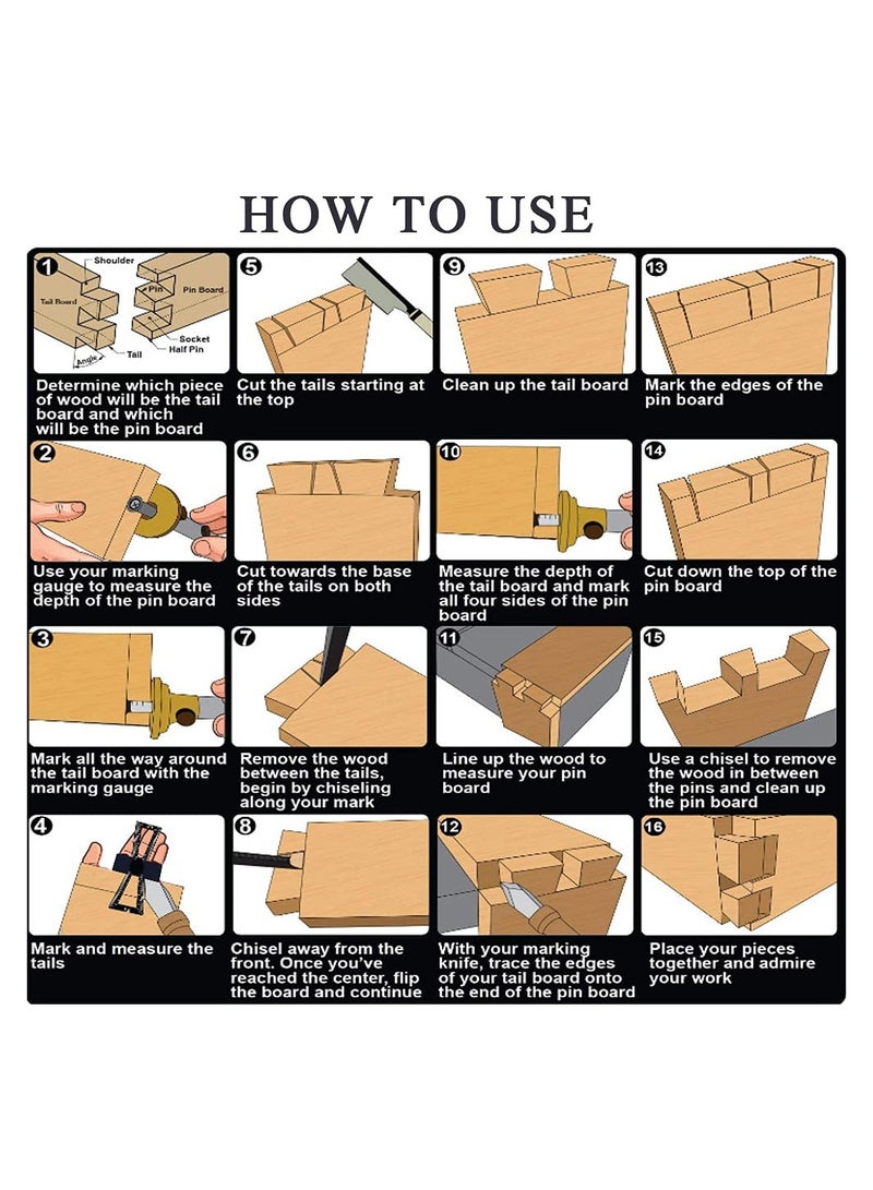 Zikra Dovetail Marker Tool for Woodworking, Aluminum Alloy Dovetail Gauge with 1:5/1:8 Scale, Accurate Hand-Cut Joint Ruler Template (6.4*2.2*1.8) for Precision Wood Joints. - Image 4