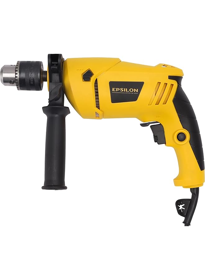 Epsilon Impact Drill Eid1043 600 W Chuck Size 13 Mm Perfect For Home And Business No Load Speed 0 2800 Rpm Handle For Comfortable Grip Ergonomic Design Black And Yellow - Image 1