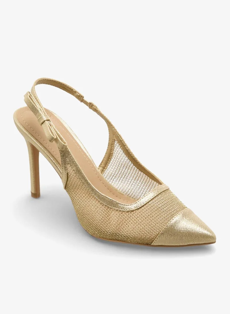 Flora Bella By Shoexpress GOLD Women Stilletto Heel Slingback Shoes Ramadan Collection for Women | Best Price UAE