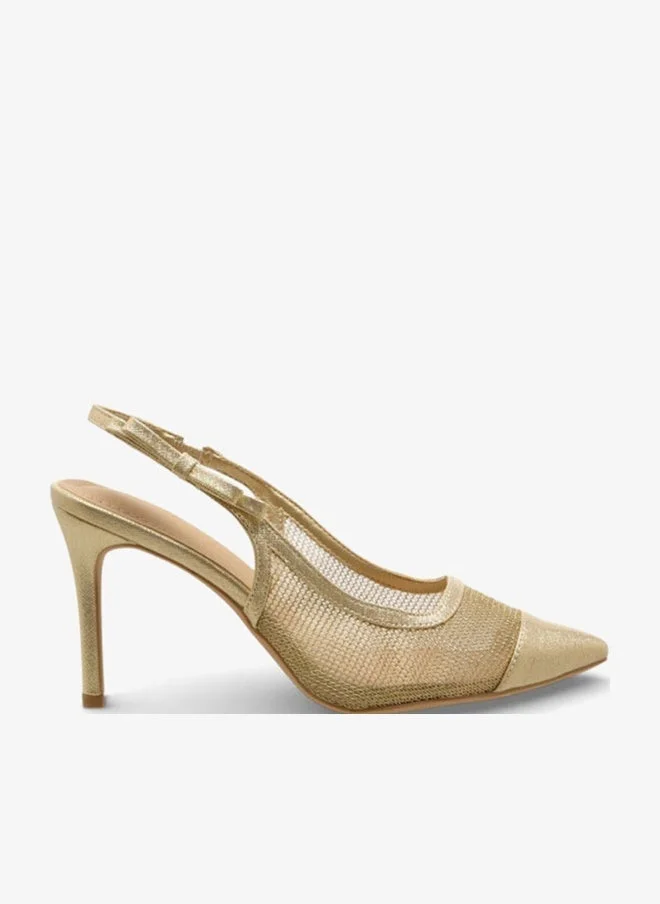 Flora Bella By Shoexpress GOLD Women Stilletto Heel Slingback Shoes Ramadan Collection for Women | Best Price UAE