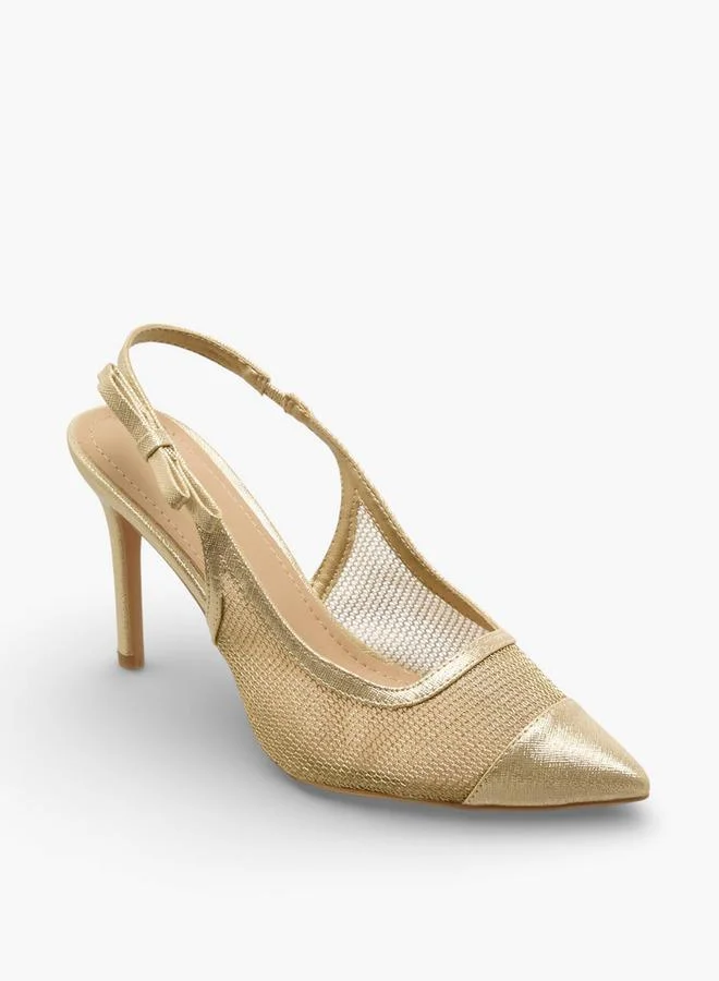 Flora Bella By Shoexpress GOLD Women Stilletto Heel Slingback Shoes for Women | Best Price UAE