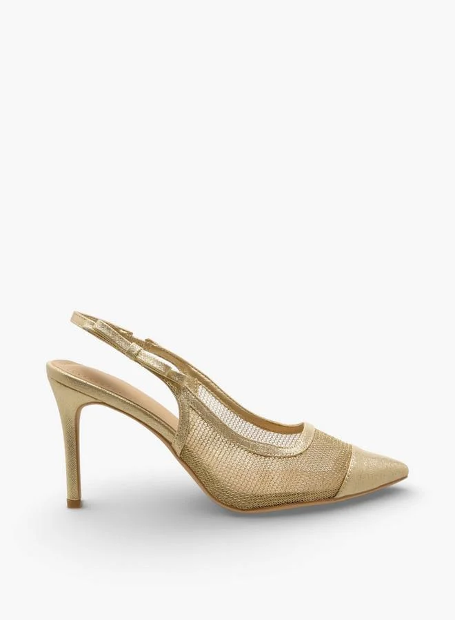 Flora Bella By Shoexpress GOLD Women Stilletto Heel Slingback Shoes for Women | Best Price UAE