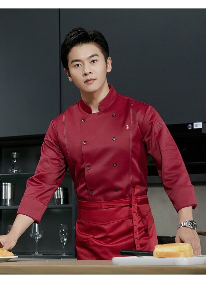 NIBEMINENT Chef Overalls Men's Long-Sleeved Autumn and Winter Kitchen Clothes Chef Uniform Hotel Catering Workwear Female  - Image 1