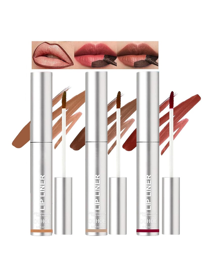 Dulele Dulele 3PCS Peel Off Lip Liner Stain Matte Peel Off Lip Stain Long Wear Lip Stain Peel Off Lip Liner Set Waterproof Lip Liner Tattoo Lip Tint Stain Brown 1 